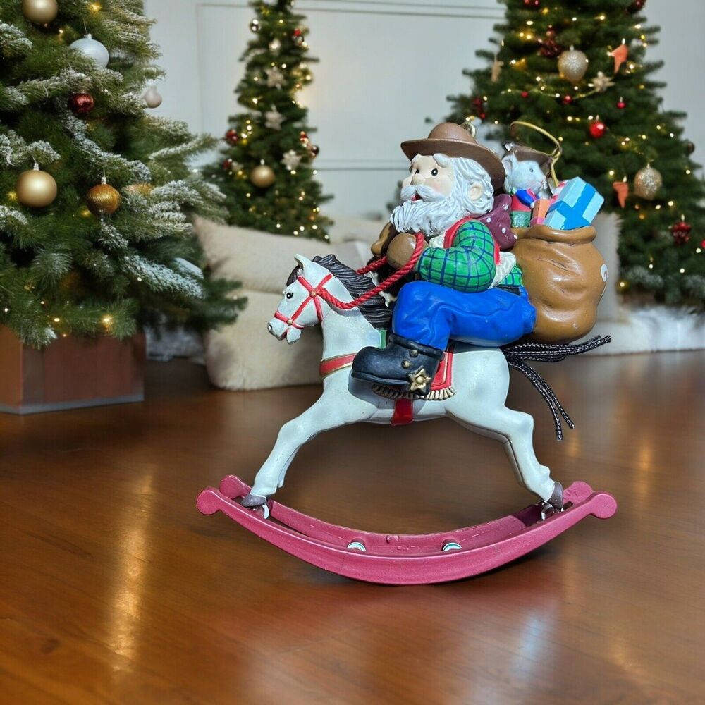 NIB Vtg. 1994 "Rockin' Ranger" Cowboy Santa On Rocking Horse Christmas Ornament